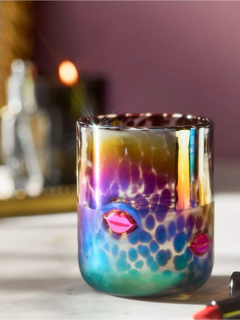 Anthropologie Marquee Icon Juice Glass Lips NIB